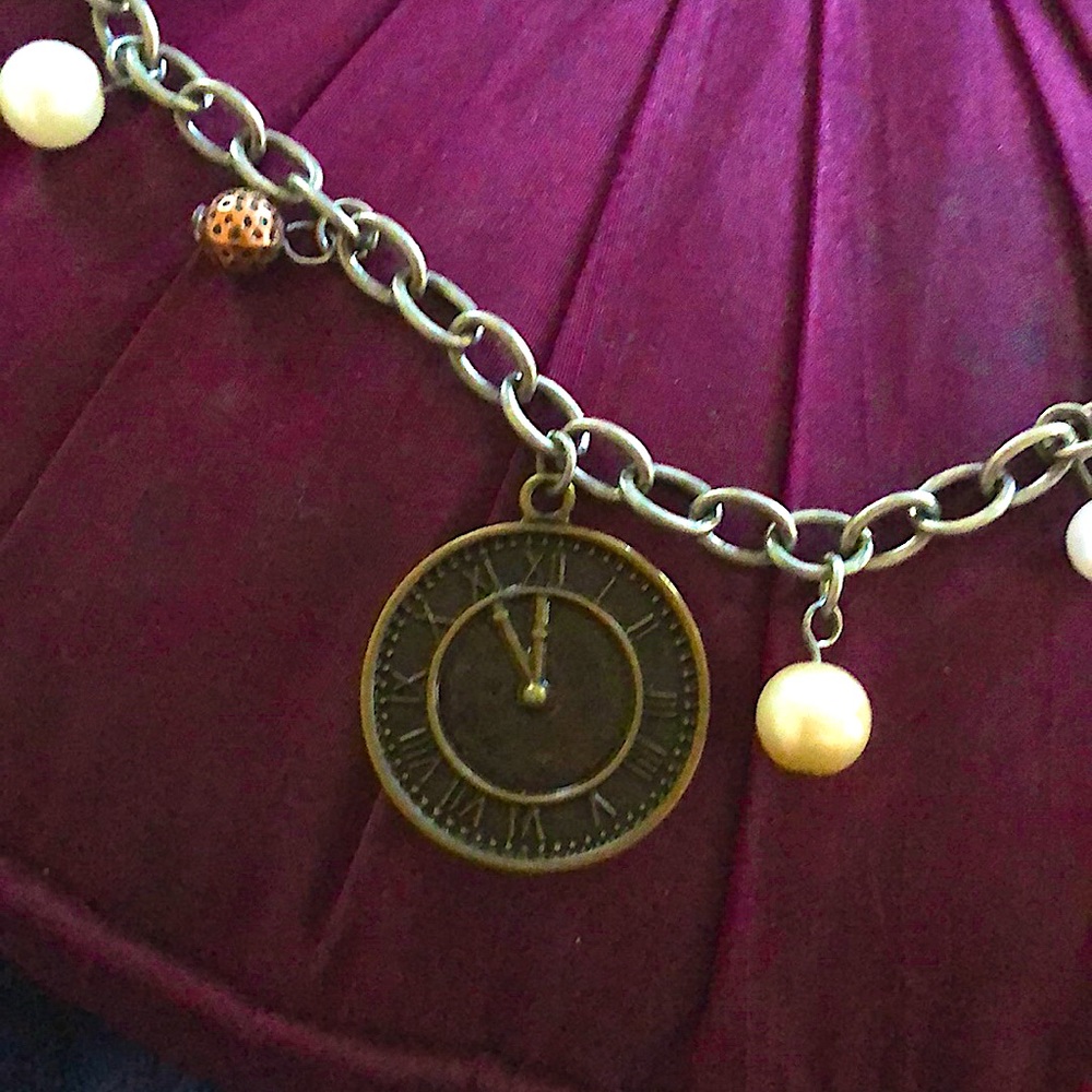 Artisan Steampunk Clock Two Tone Necklace Clockpunk Aesthetic‎ - Picture 4 of 5